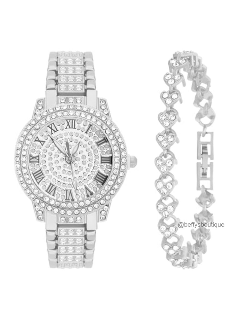 Cubic Zirconia Watch Bracelet Set 2pc Luxury Fashion Jewelry